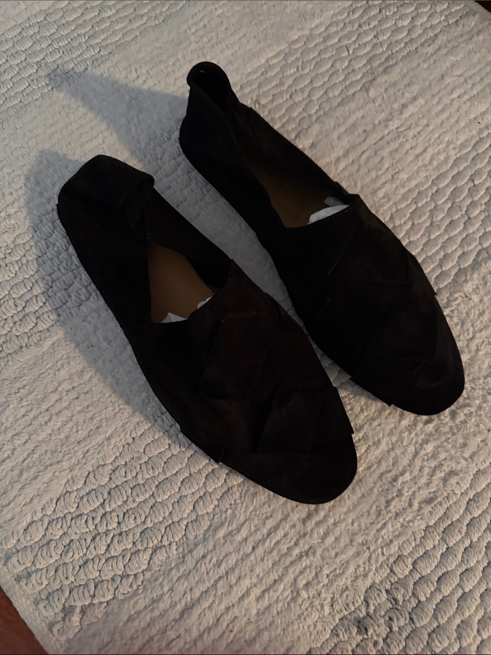 Zara Black Quilted Suede Loafers